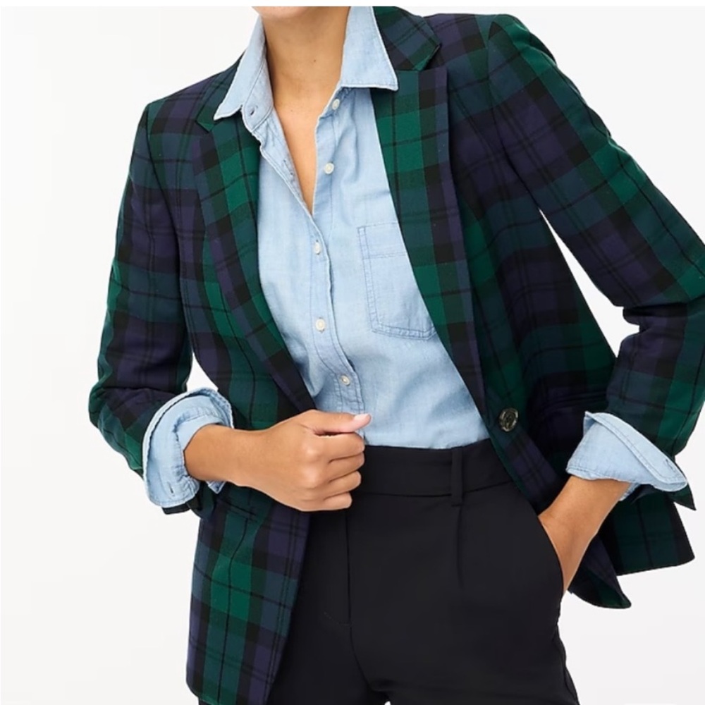 J Crew Plaid Green and Blue Women's Blazer